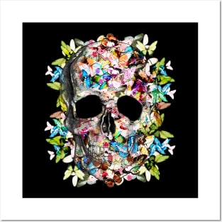 Sage Tribe Skull With Butterflies Posters and Art